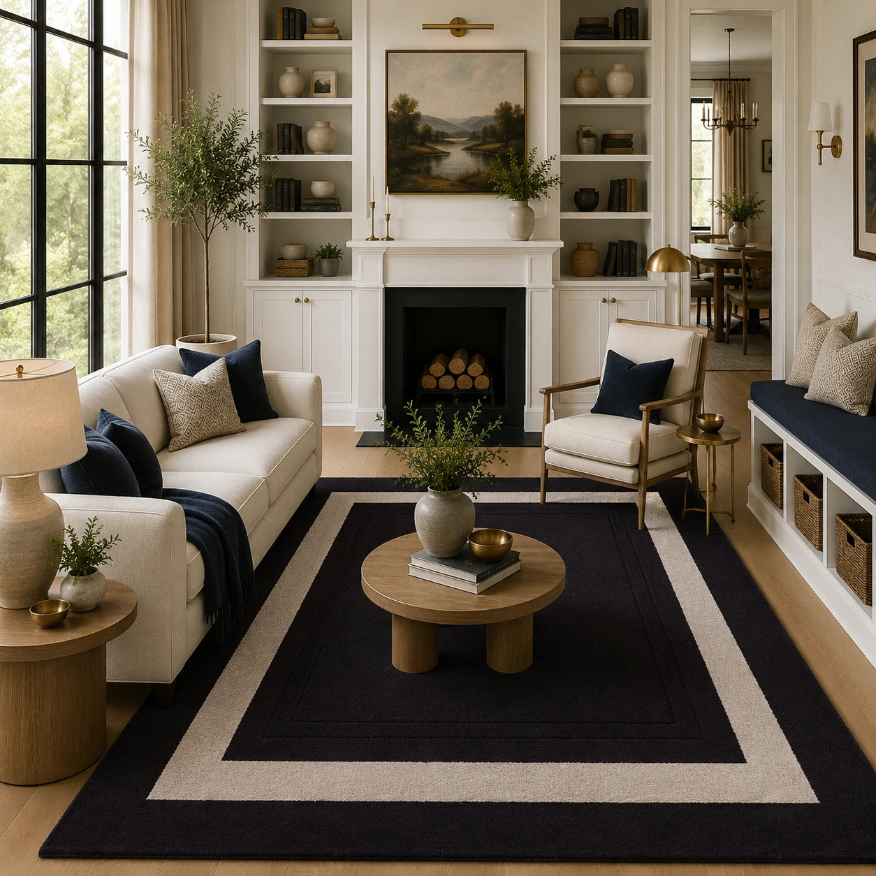 Plum ivory hand tufted rug