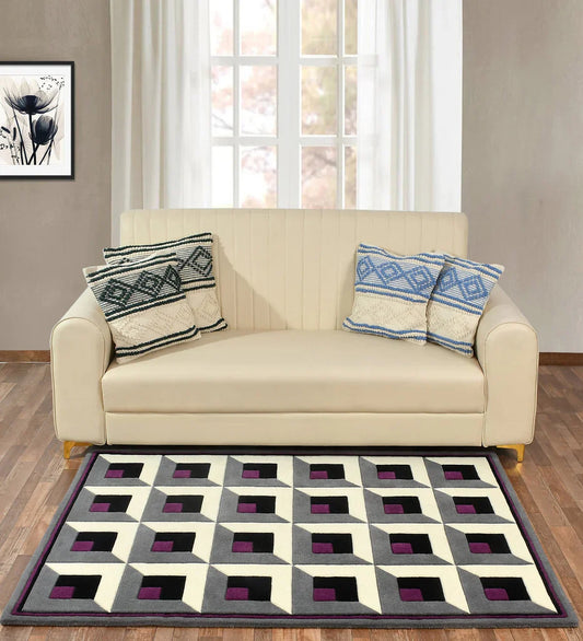 black and white geometric rug