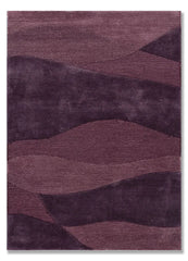Purple abstract patterned hand tufted rug with hues of purple