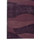 Purple modern plum wave textured luxury handwoven rug with abstract patterns by Mannat Rugs