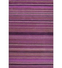 Purple striped hand-tufted wool rug with multitone linear design