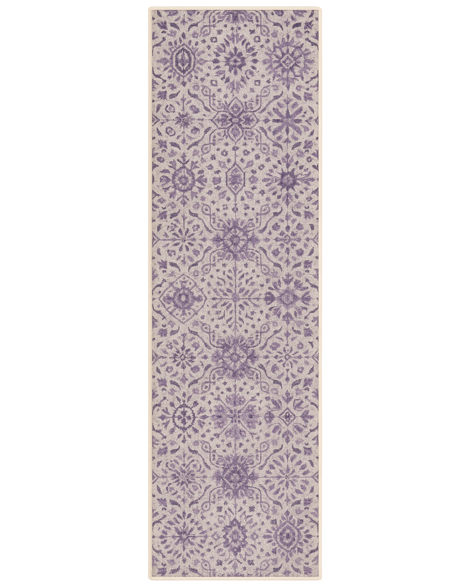 Purple floral stair runner rug machine washable