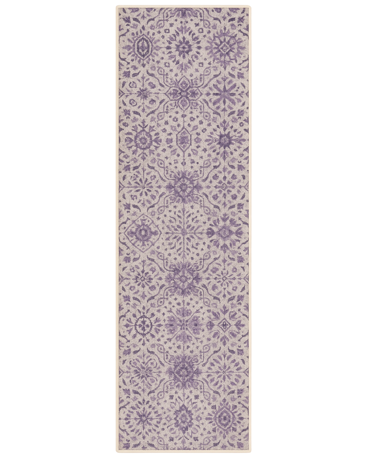 Purple floral stair runner rug machine washable