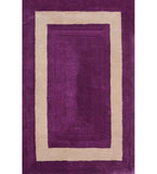 Purple and beige bordered hand-tufted wool rug