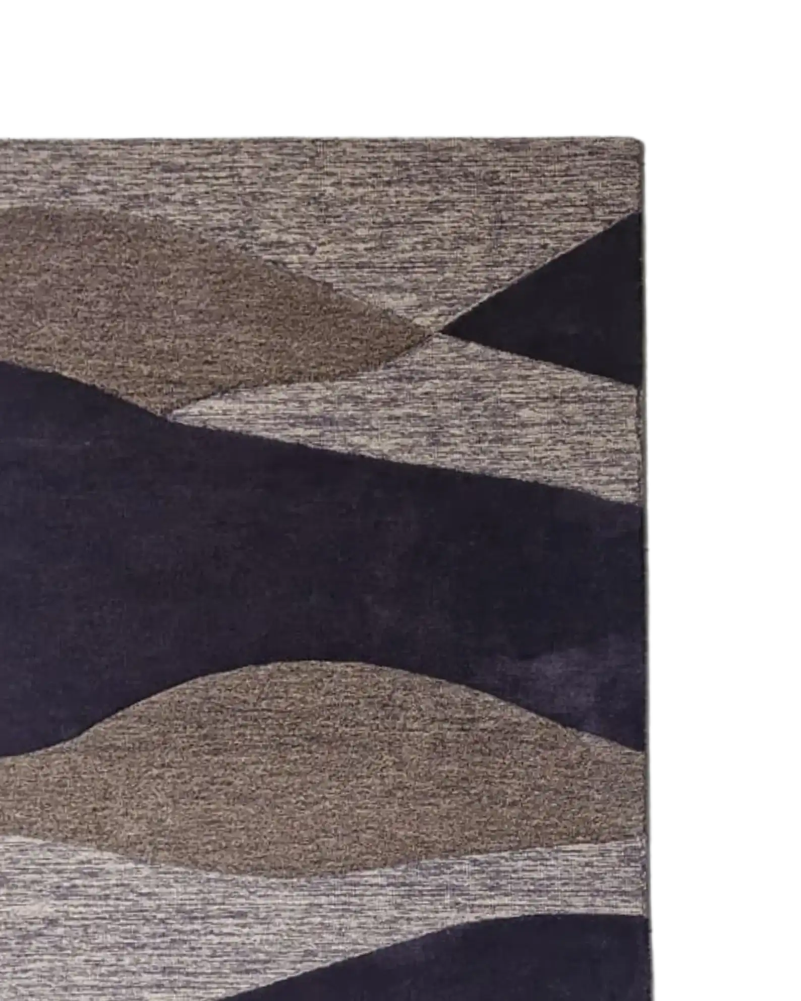 Textured modern abstract wave rug in purple and beige tones, premium handcrafted home décor.