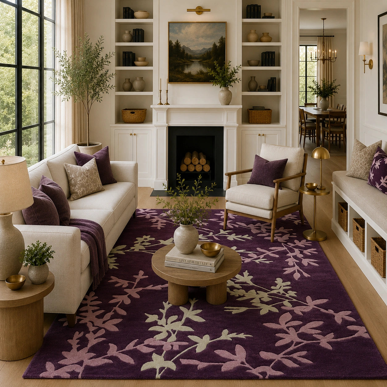 Purple wool rug