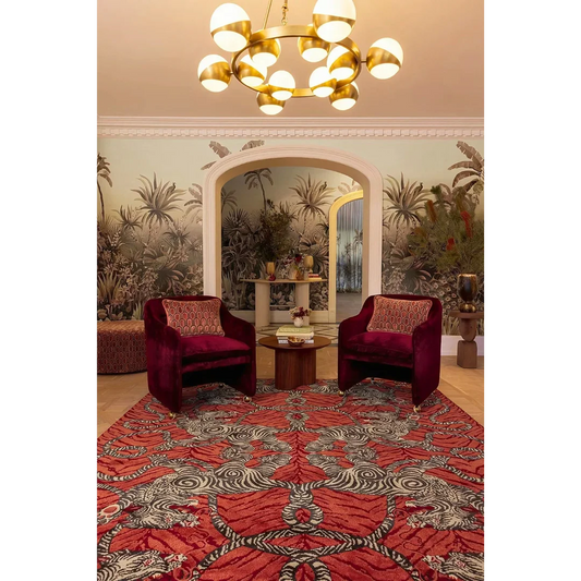 red rug living room