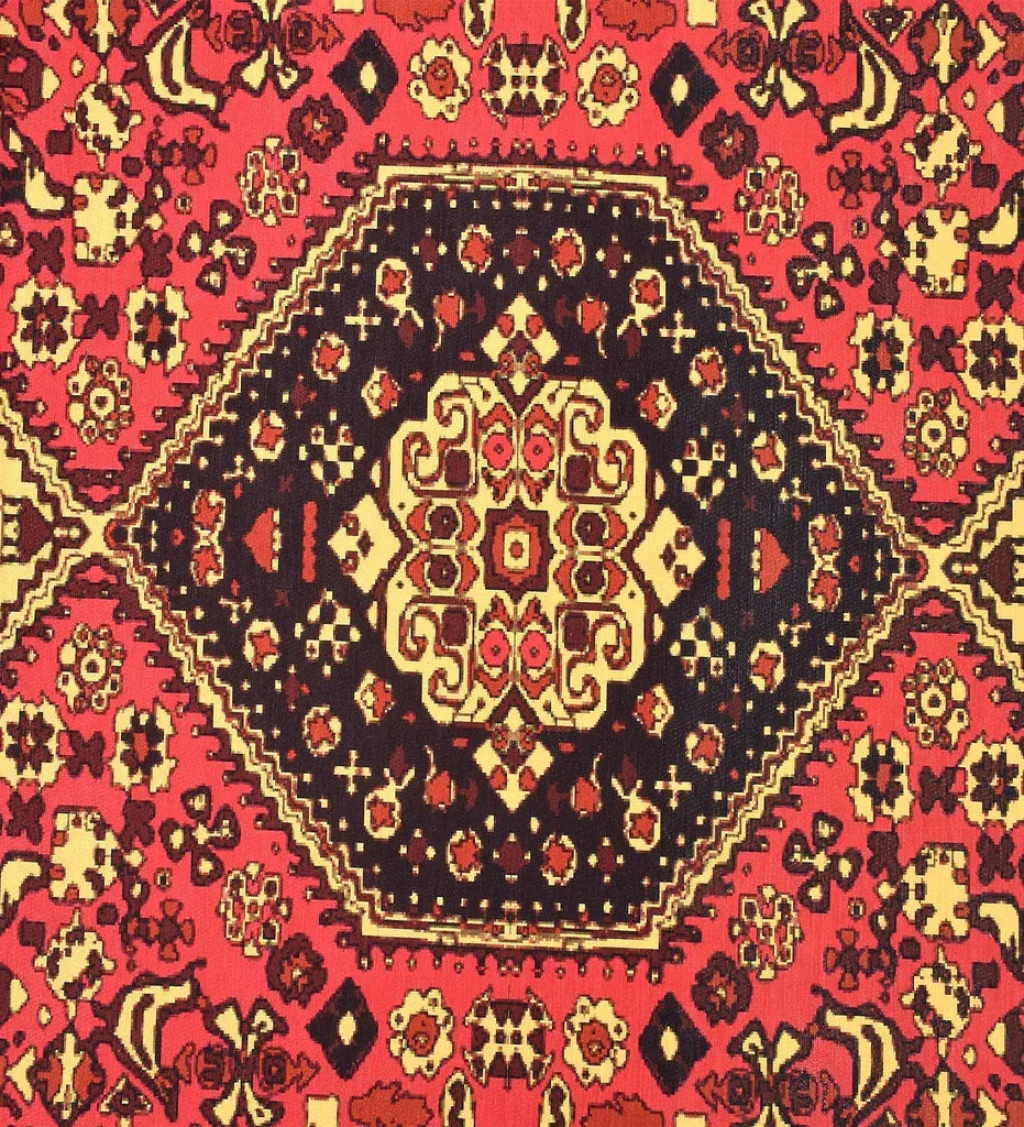 Elegant red rug inspired by classic Persian styles.