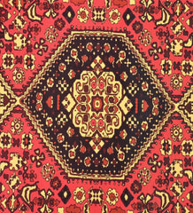 Elegant red rug inspired by classic Persian styles.