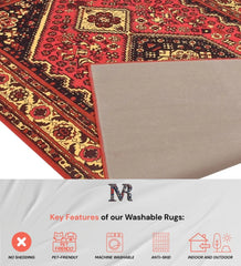 Rich red antique-style rug perfect for classic decor.