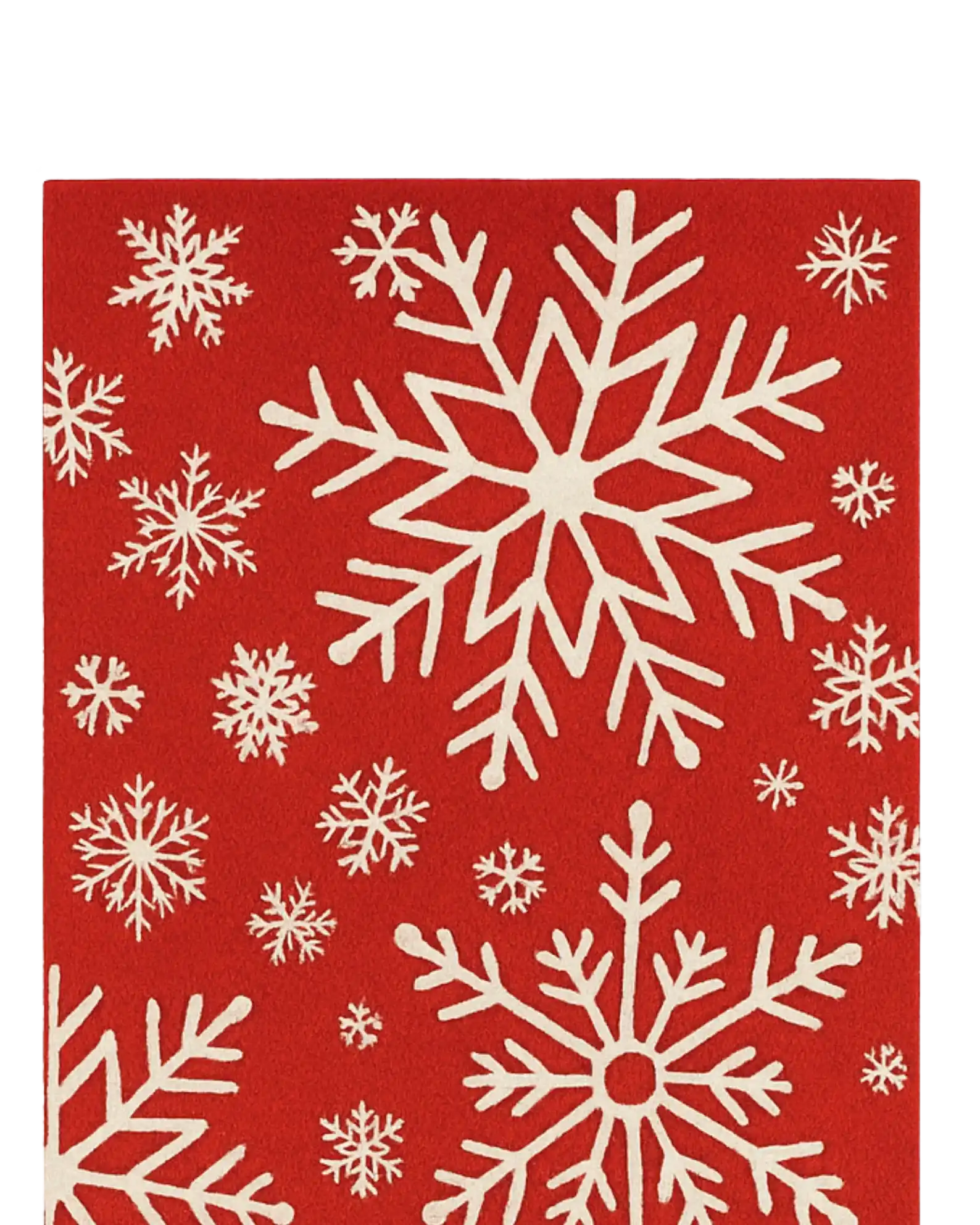 Festive hand-tufted snowflake rug runner for holiday home styling.