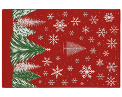 Festive holiday washable rug featuring snowflakes and Christmas trees
