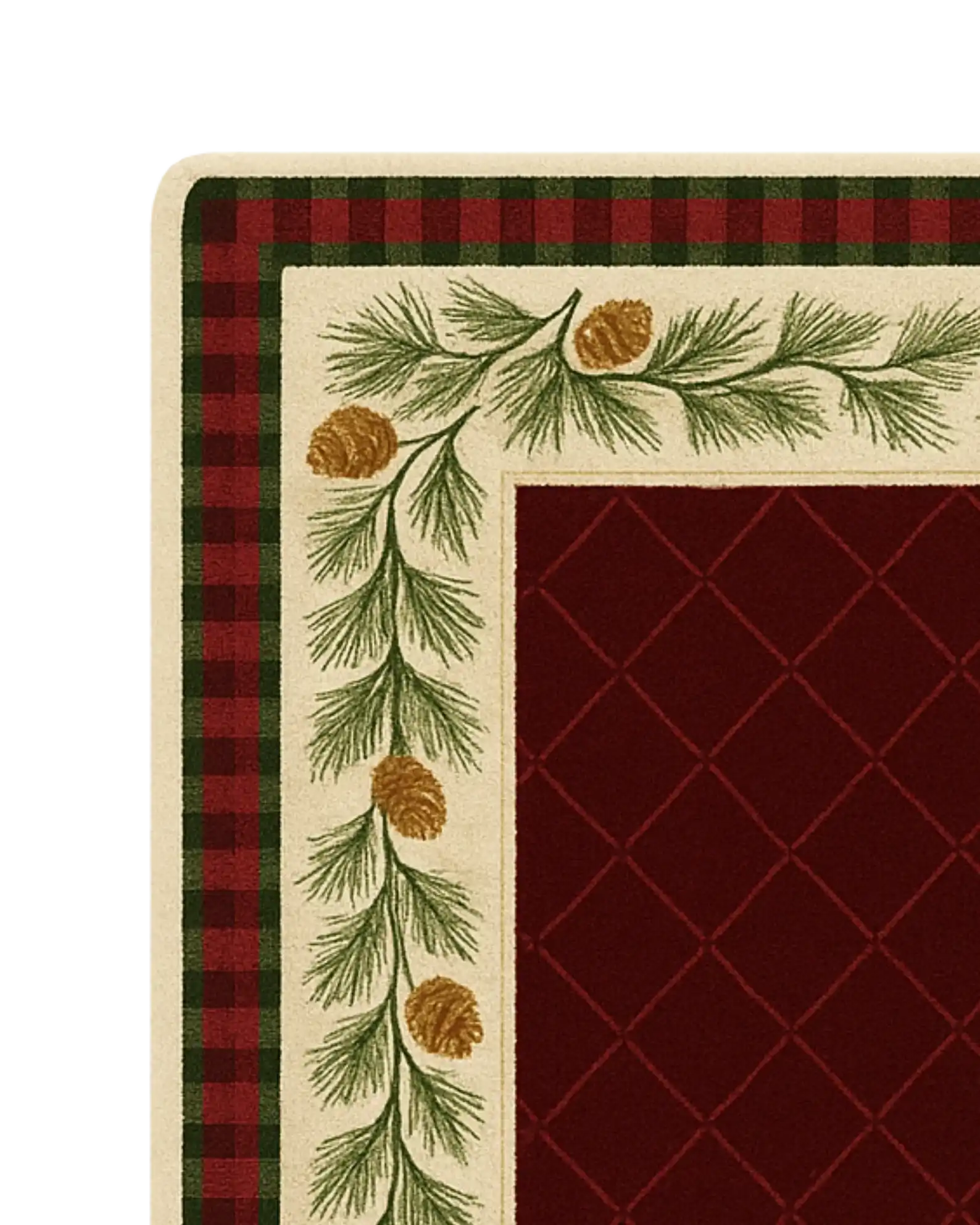 Luxury red tartan Christmas rug for classic seasonal décor.