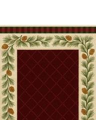 Traditional plaid holiday rug with festive embroidered border.
