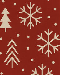 Minimalist Christmas runner rug with snowflake pattern in beige.