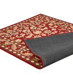 Handcrafted red and ivory floral rug with ornamental border design