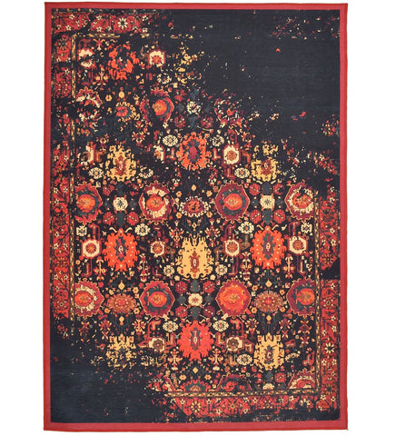 Red Vintage Rug with distressed antique-style design.