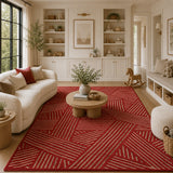 Red beige wool rug