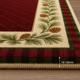 Red cream christms tartan wool rug