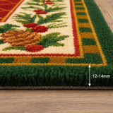 Red green christmas tartan wool rug