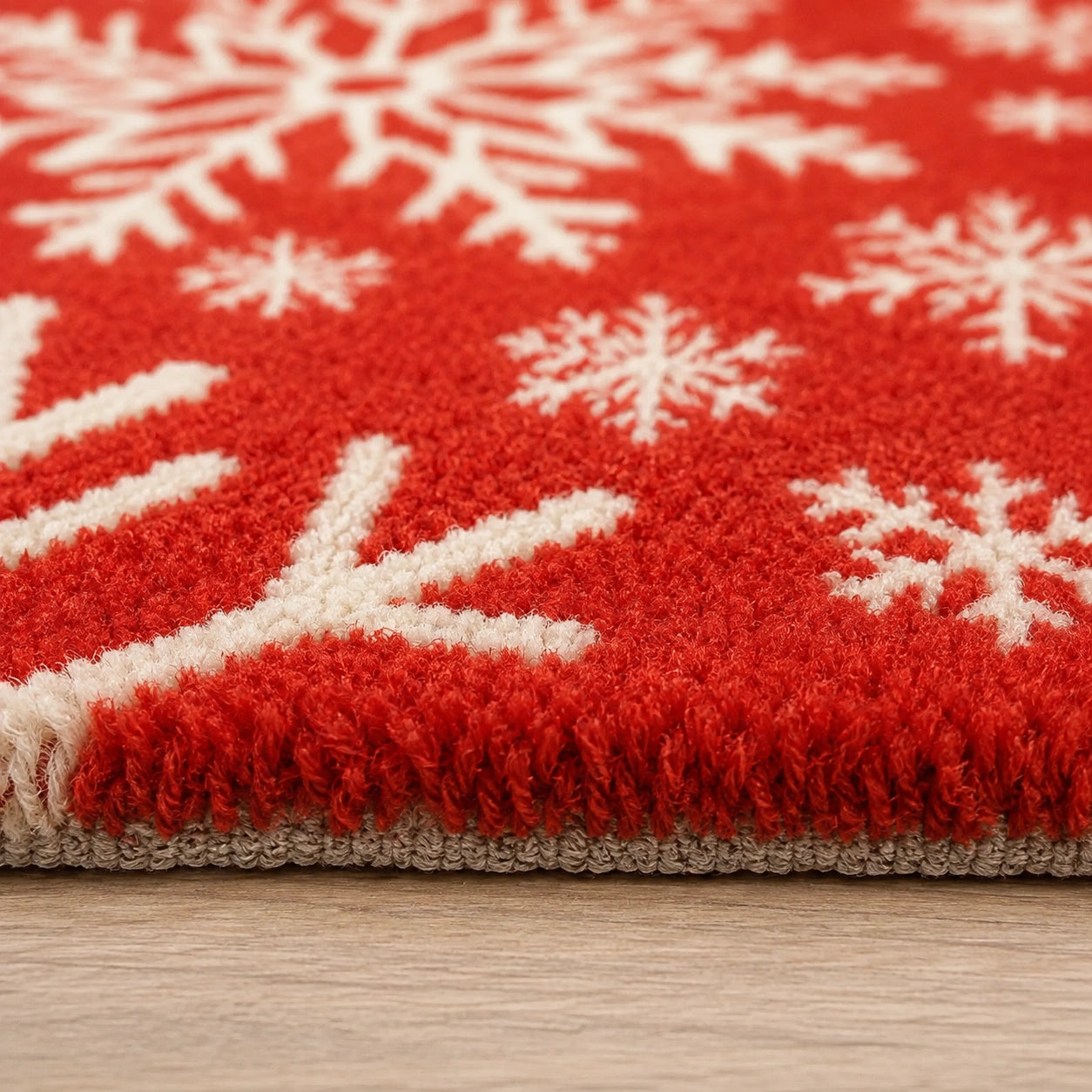 Red ivory christmas wool rug