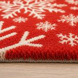 Red ivory christmas wool rug
