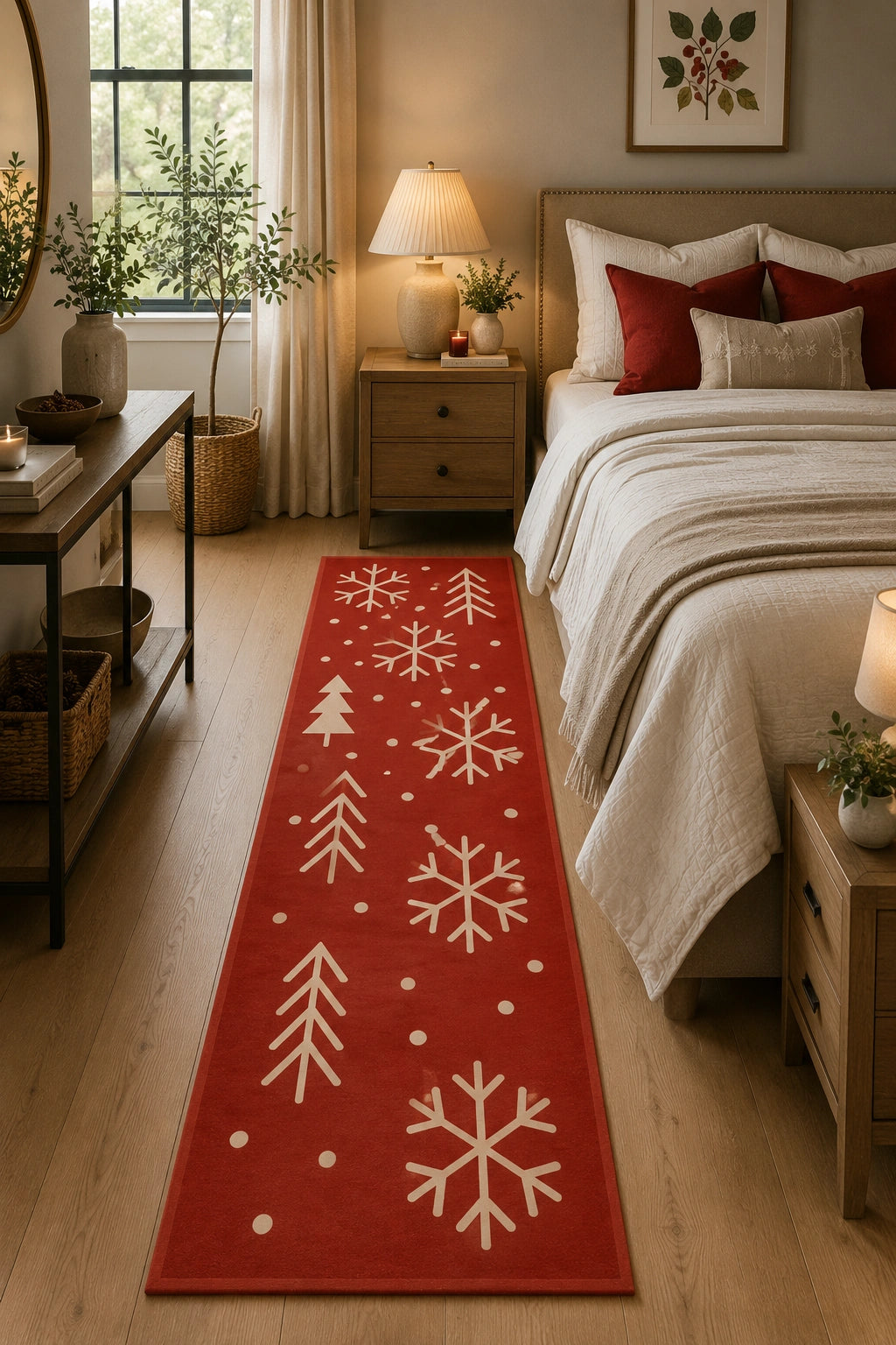 Red christmas runner rug
