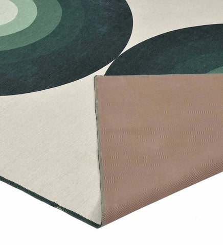 Durable retro patterned rug for eclectic interiors.