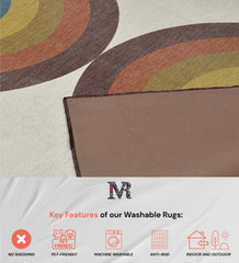 Bright multi-toned arch rug perfect for adding personality to interiors.