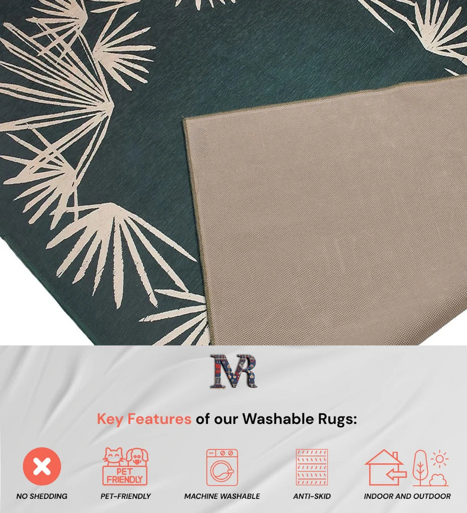 Durable teal rug for contemporary and bohemian spaces.