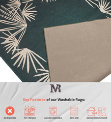 Durable teal rug for contemporary and bohemian spaces.