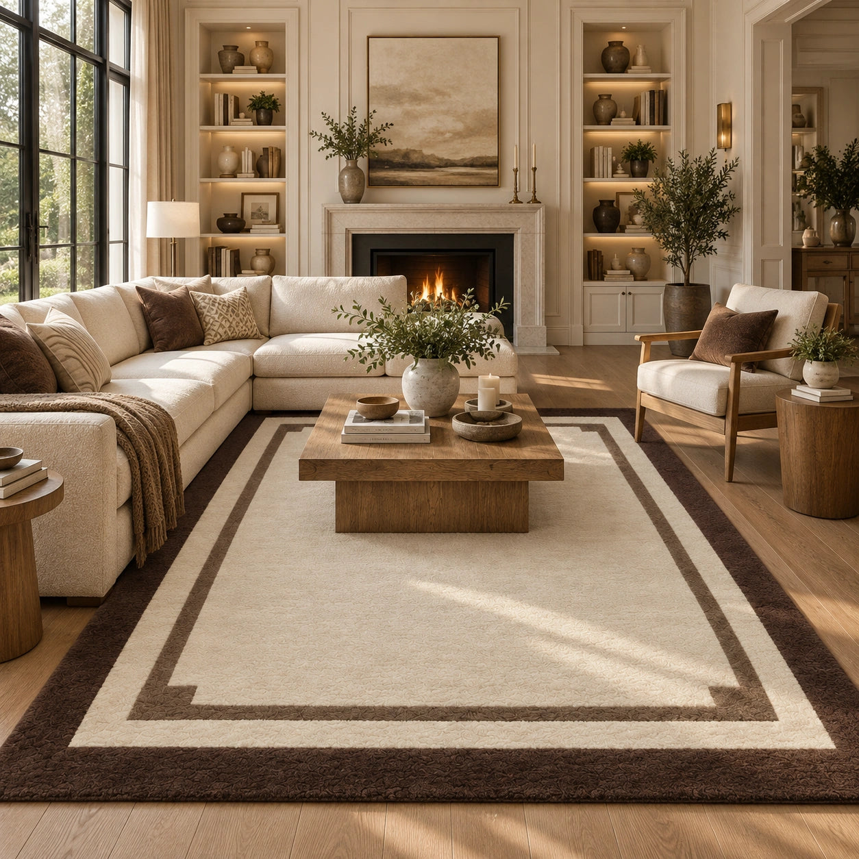 Monaco Frame Wool Area Rug - Hand Tufted