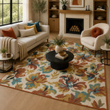 Rust mustard floral rug
