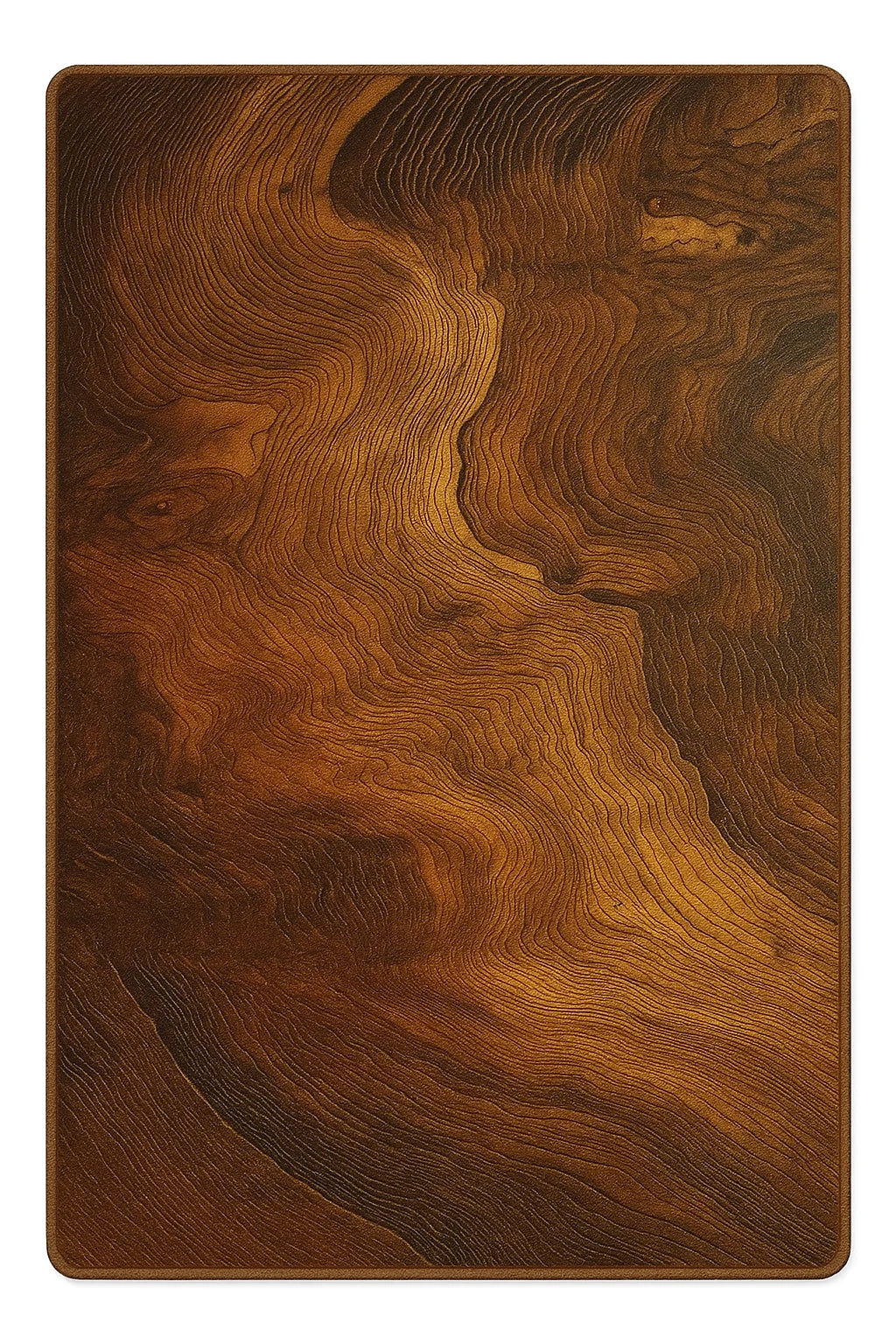 Woodgrain texture rug in warm brown tones, machine washable.