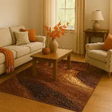 Rustic farmhouse rug with natural wood-inspired design.