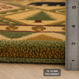 Rustic beige green wool rug