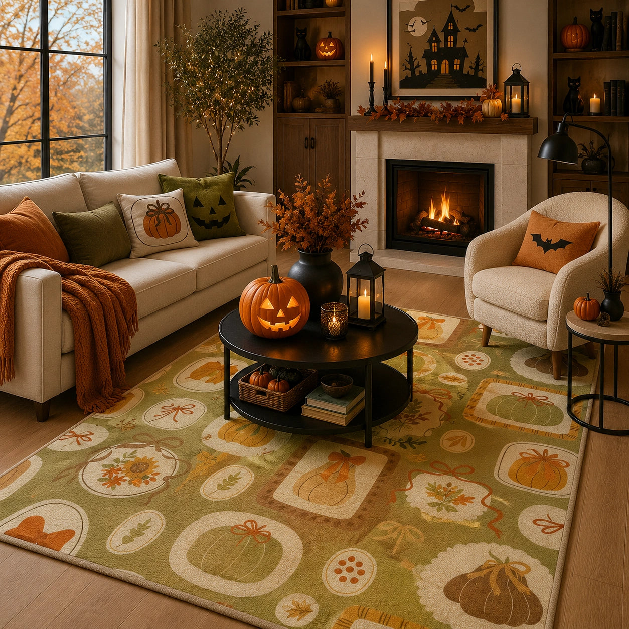 Green pumpkin rug