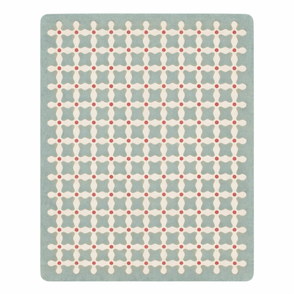 Modern Sage Lattice Wool Area Rug – Hand Tufted