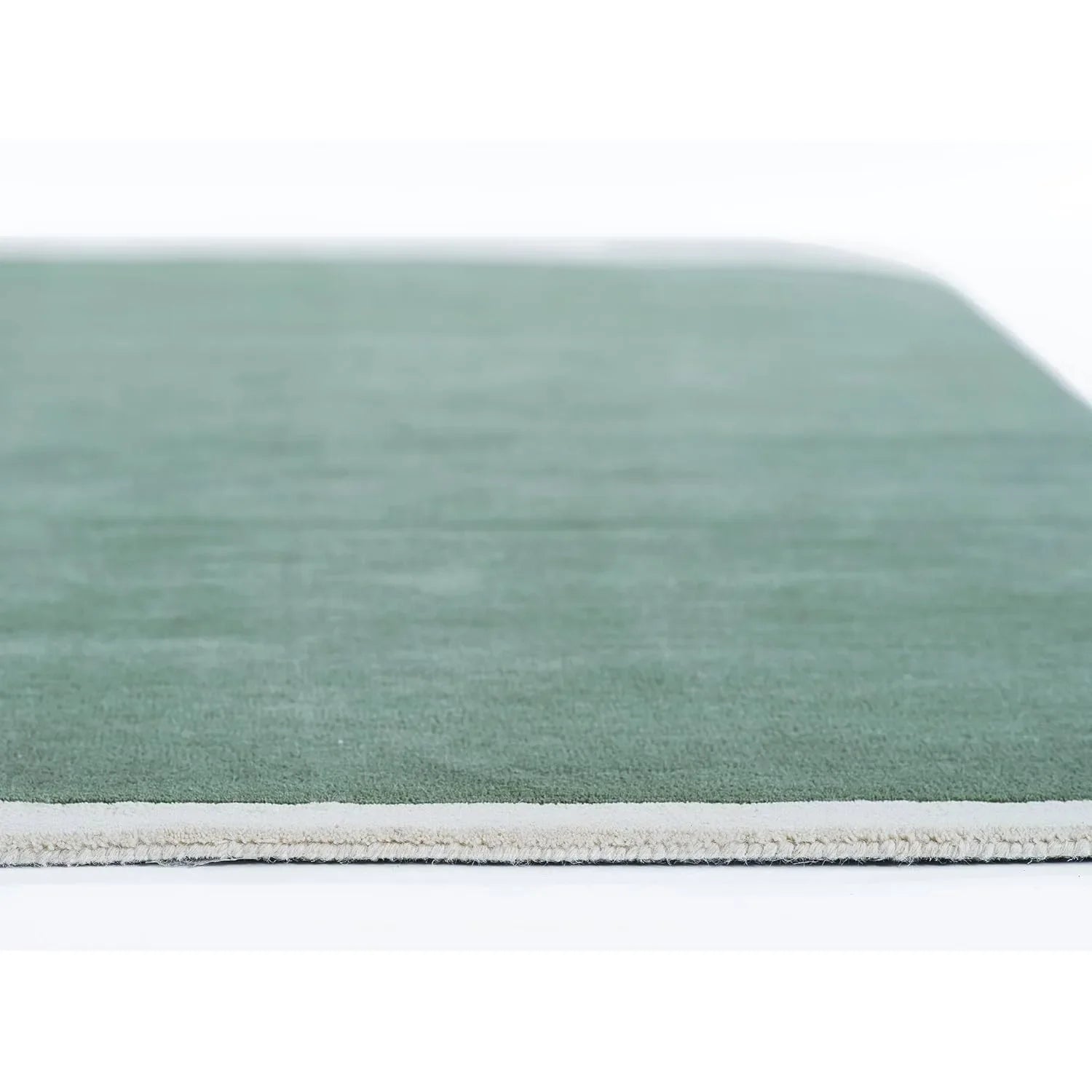 Elegant sage green and cream bordered rug - hand-tufted wool floor décor for home and office