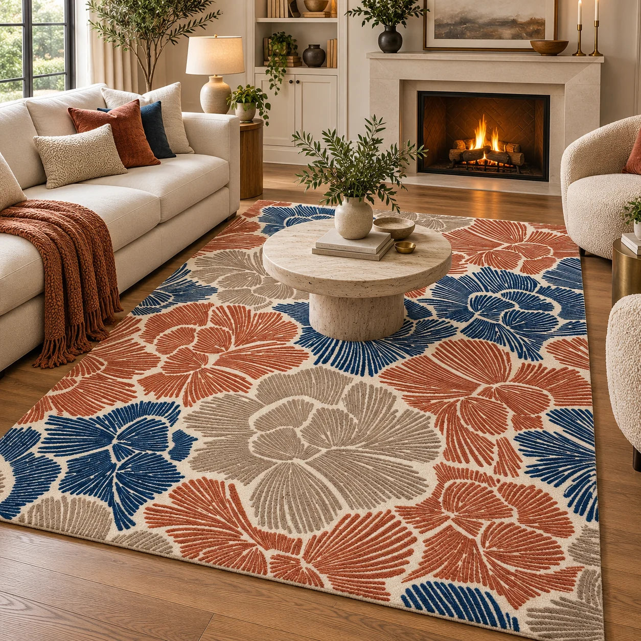 Sand Dune Botanical Wool Area Rug - Hand Tufted 