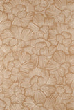 Beige and brown floral patterned fabric or wallpaper with a repeating stylized flower design.