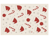 Machine washable holiday rug featuring red Santa hat and candy cane design
