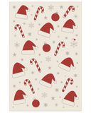 Christmas rug with Santa hats, candy canes, and snowflake pattern