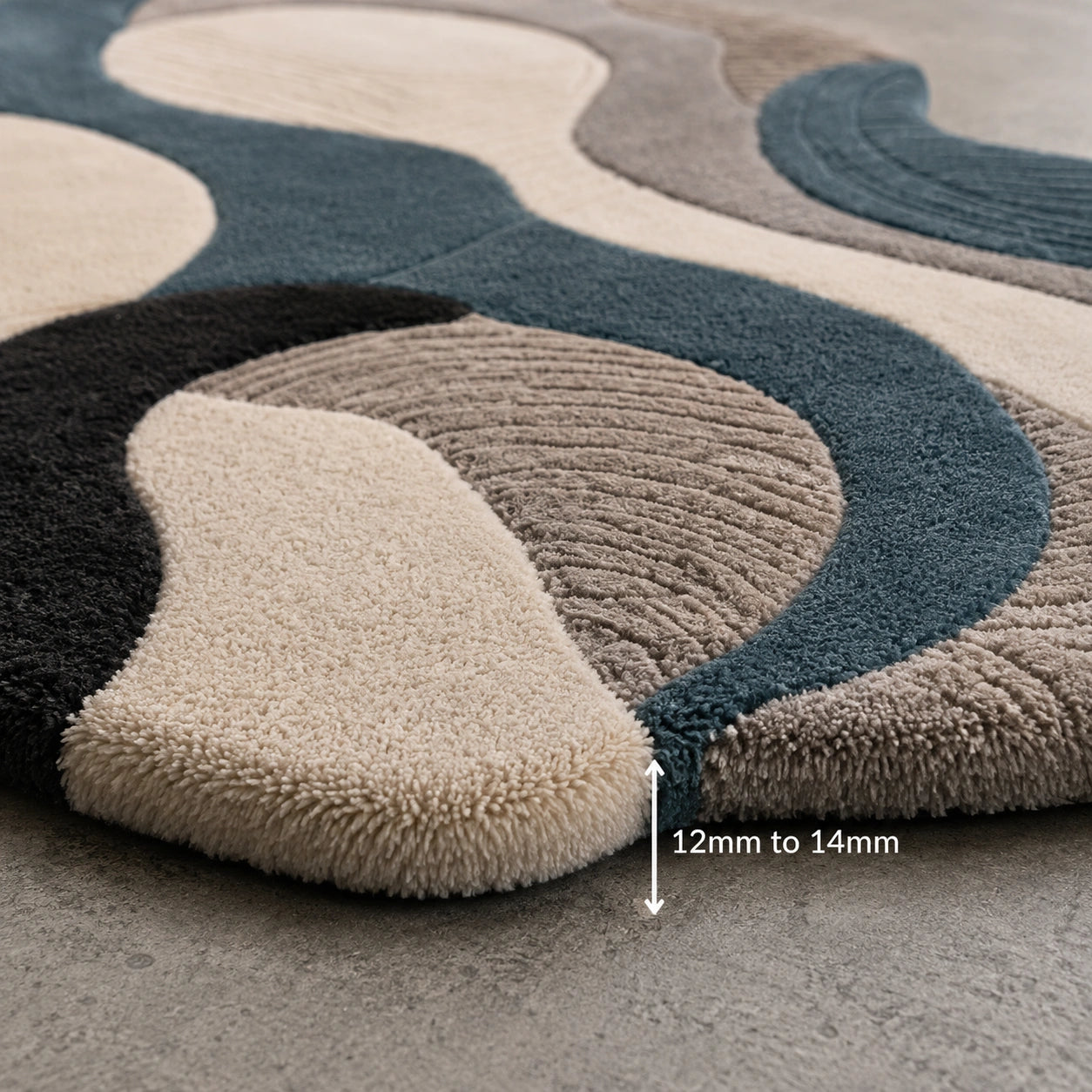 Sculptural flow irregular wool rug