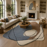 Serene Flow Abstract Irregular Area Rug - Hand Tufted