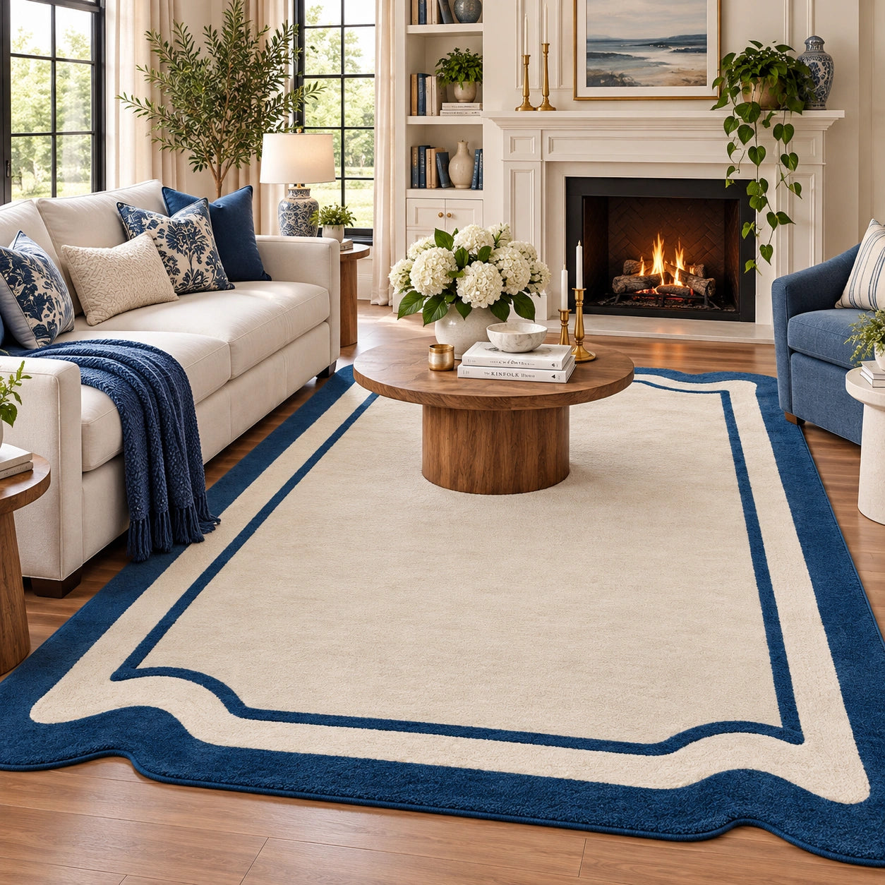 Sienna frame abstract wool rug