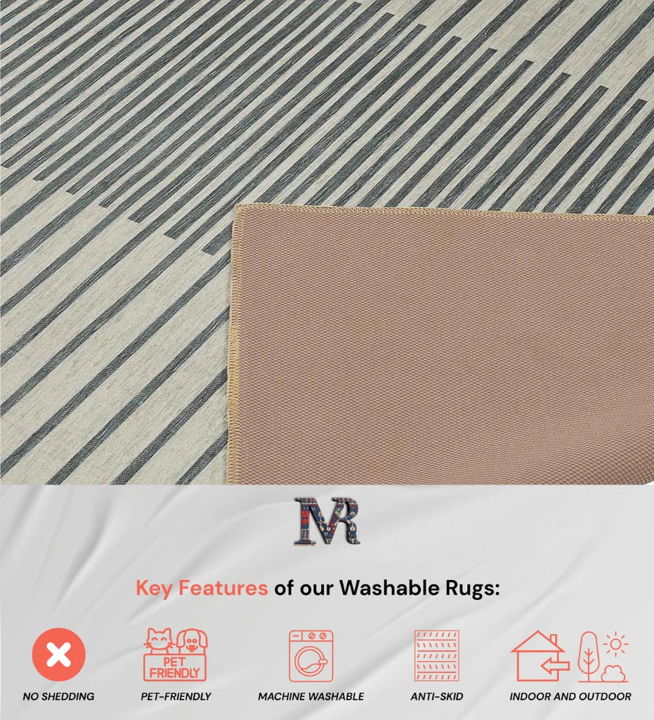 Elegant silver and gray ombre floor rug with easy-care design.