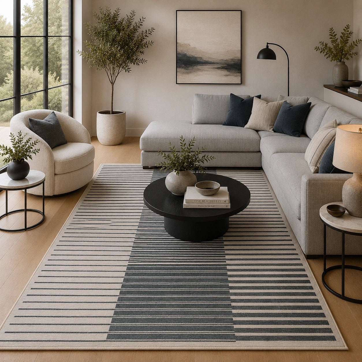 Silver gray ombre rug