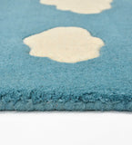 Sky Blue Cloudy Playful Kids Area Rug - Hand Tufted