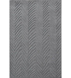 Slate grey hand-tufted wool rug with chevron textured pattern